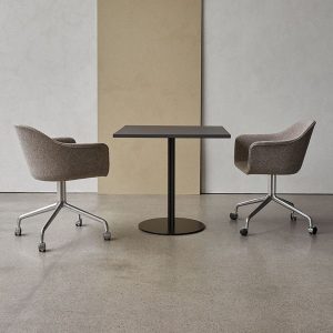 Harbour Arm Chair. Dining Height. Polished Aluminum Star Base w/Casters. Upholstered