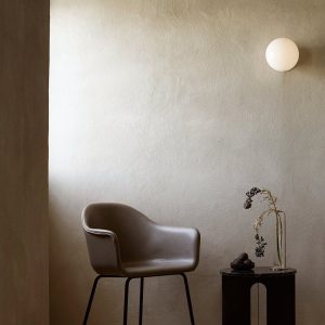Harbour Arm Chair. Dining Height. Black Steel Base. Upholstered
