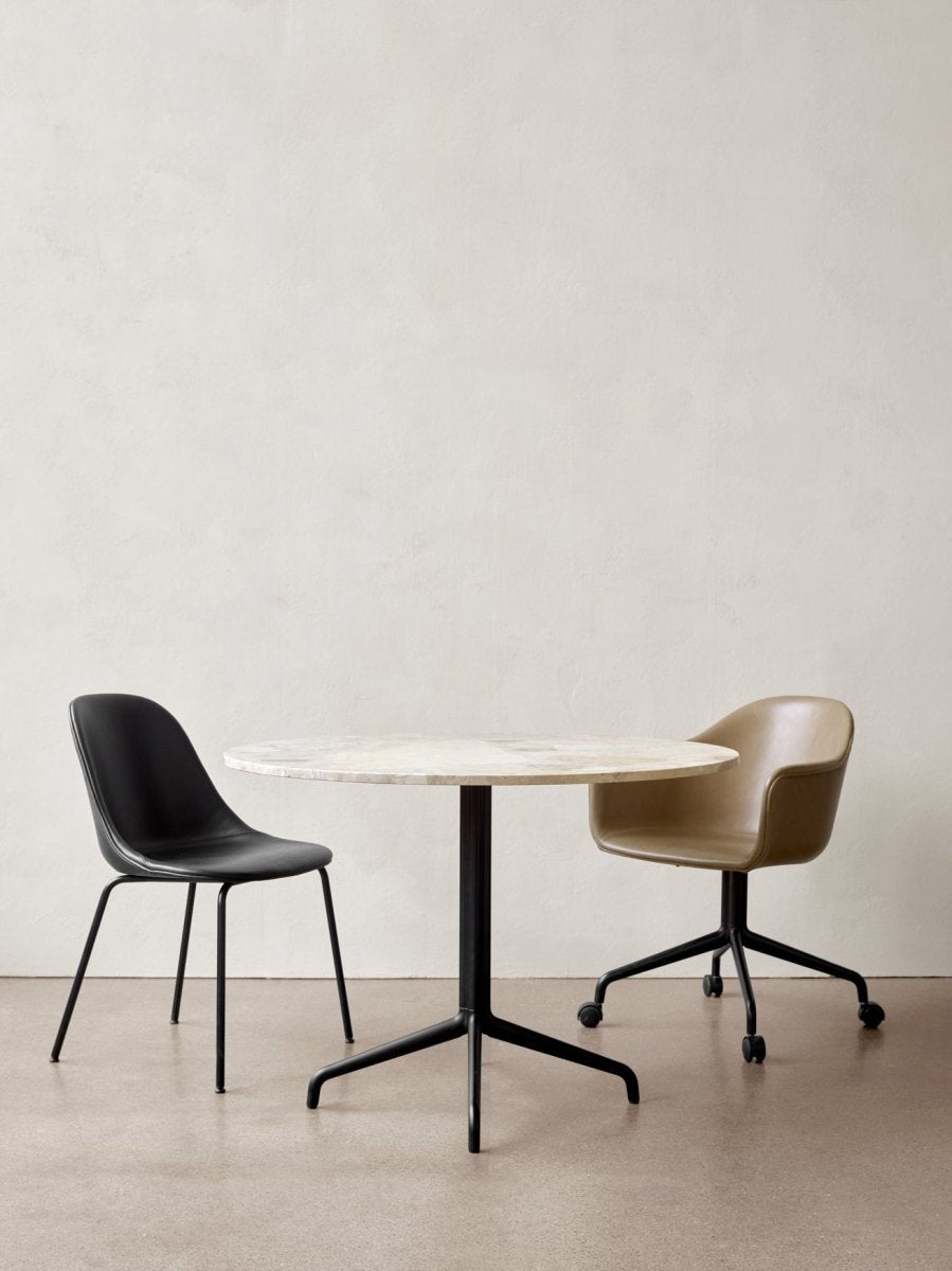 Harbour Arm Chair. Dining Height. Black Star Base w/Casters. Upholstered