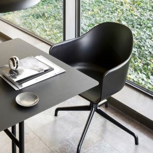 Harbour Arm Chair. Dining Height. Black Star Base w/Swivel. Upholstered